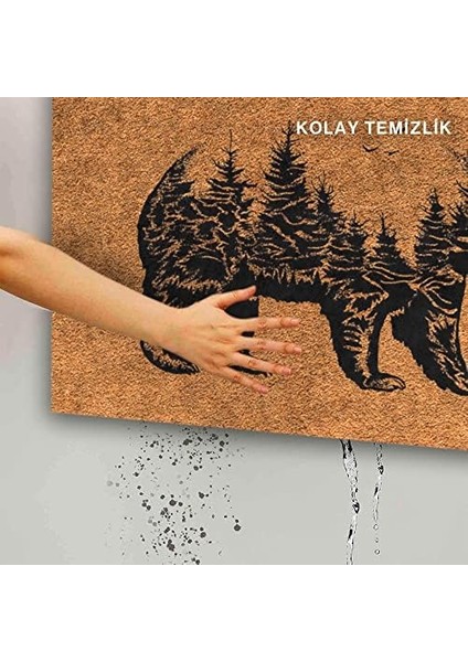 Tasarımlı Dekoratif Kapı Önü Paspas, Dış Mekan/ ev Içi/ banyo/ mutfak/ yatak Odası/ giriş Paspasları (Bear, 45X70)