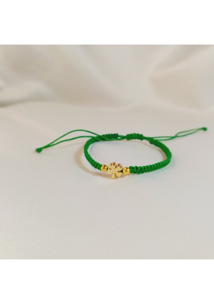 Yeşil Ip Altın Yonca Figürlü Makrome Bileklik- Ayarlanabilir El Yapımı Unisex Şans Bilekliği - Dört Yapraklı Yonca Bileklik- Yonca Figürlü Bileklik- Minimalist Şans Takısı fırsatları