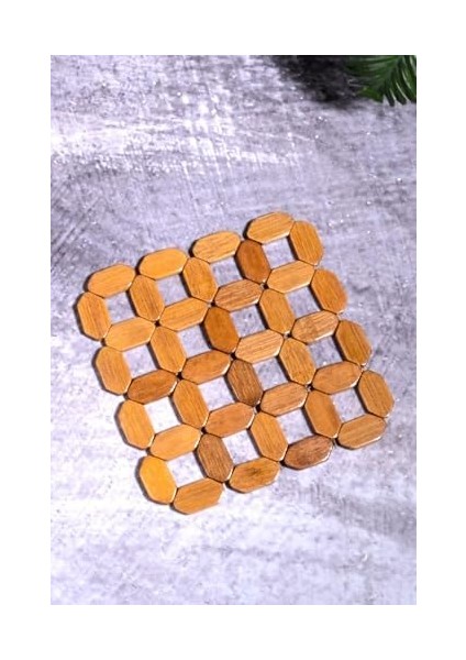 Diyarı Bambu 18 cm Kare Nihale Çaydanlık Altlığı Tencere Altlığı