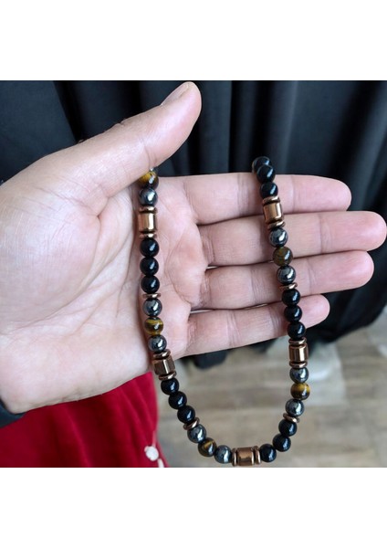 Otantik Kolye 3 Doğal Taş Doğal Taş Kolye Bohem Kolye 8 mm Doğal Taş Kolye Kaplan Gözü Hematit Oniks fırsatları