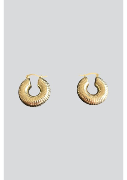 Gold Dokulu Halka Küpe