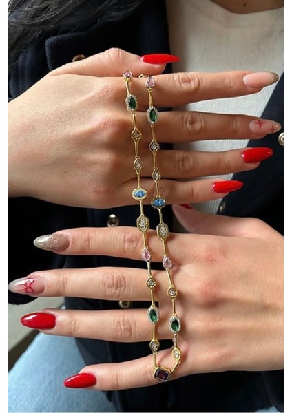 Gold Baget Taşlı Kolye