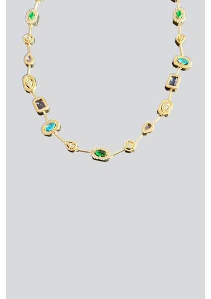 Gold Baget Taşlı Kolye
