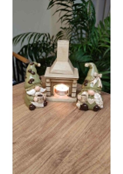 Şömine Başında Kahveci Şans Cüceleri ( Gnome , Burnuk )