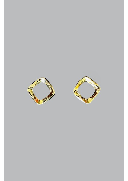 Gold Renk Kare Küpe