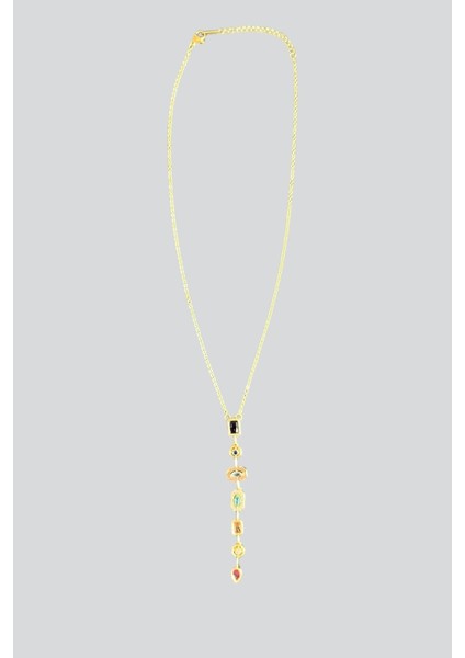 Gold Baget Taşlı Kolye