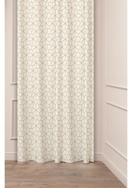 Grometrik Çizgi Üçgen Kare Desenli Özel Tasarım Dijital Baskılı (Tek Kanat) Modern Şık Fon Perde