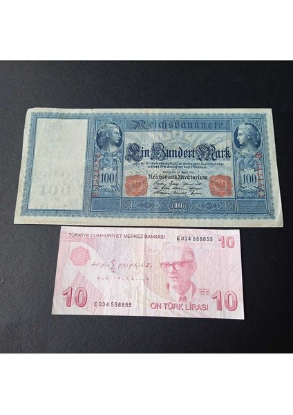 399636834CFE8EB332 1910 Almanya 100MARK Temiz+/çt Eski Yabancı Kağıt Para