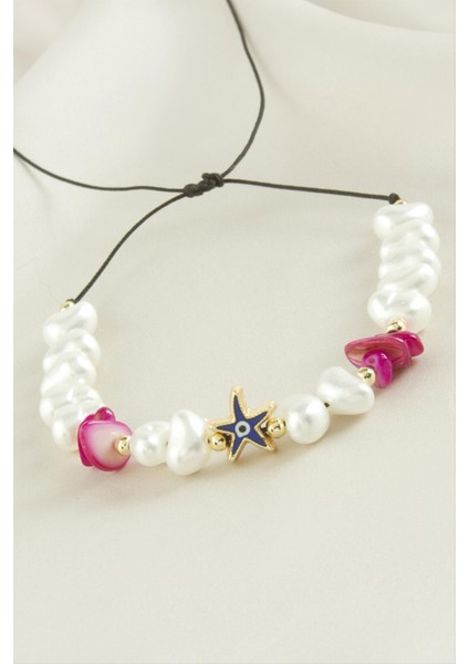 Deniz Yıldızı Kırık Doğaltaşlı Inci Bileklik indirimleri