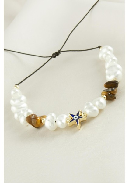 Deniz Yıldızı Kırık Doğaltaşlı Inci Bileklik fırsatları