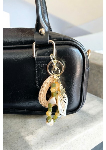 Taşlı Yaprak Detay Anahtarlık Çanta Charmı fiyatları