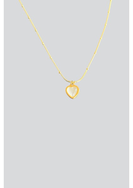 Beyaz Taşlı Kalp Kolye