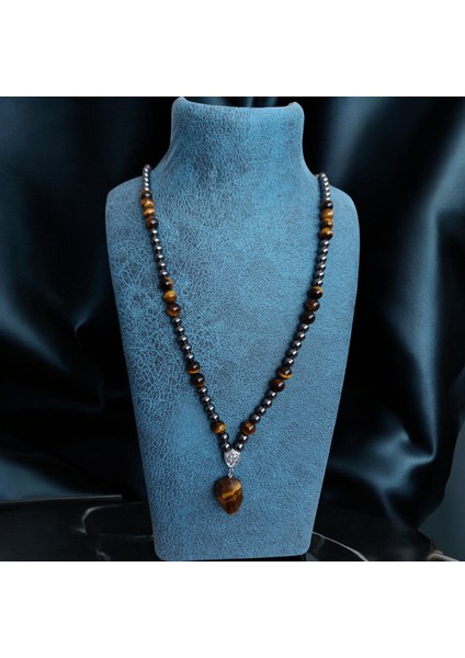 Kaplan Gözü Taşı Kolye 8 mm Hematit Taşı Kolye 6 mm Doğal Taş Kolye Bohem Kolye Doğal Taş Kolye fiyatları