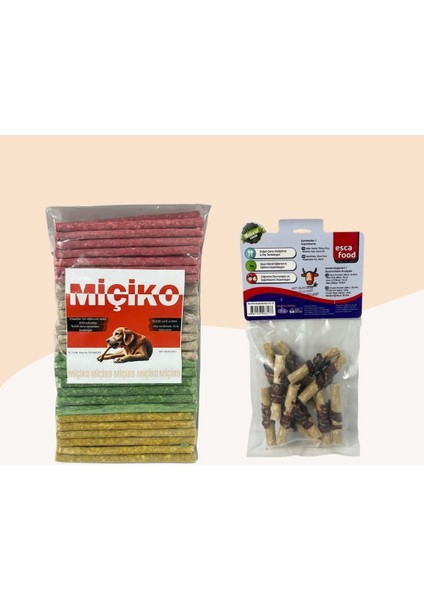 100LÜ Renkli Munchy Köpek Ödülü + Dana Etli Lokmalık Munchy 6cm 12LI
