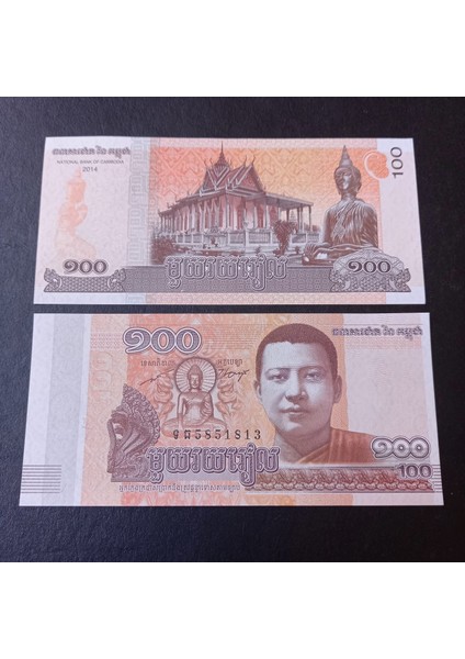 26TZL3683FA7EDDB45C 2014 Kamboçya 100 Riel Çil Eski Yabancı Kağıt Para