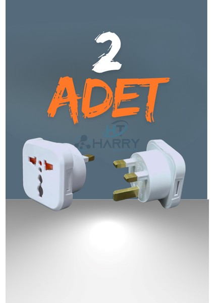 2 Adet Ingiliz Erkek Fişli Seyahat Adaptörü Ingiltere Fiş Priz Dönüştürücü