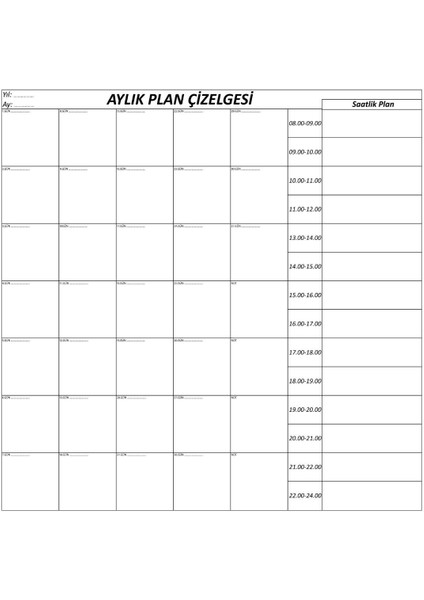 Aylık Planlayıcı Manyetik Duvar Stickerı Takvim Plan Çizelgesi