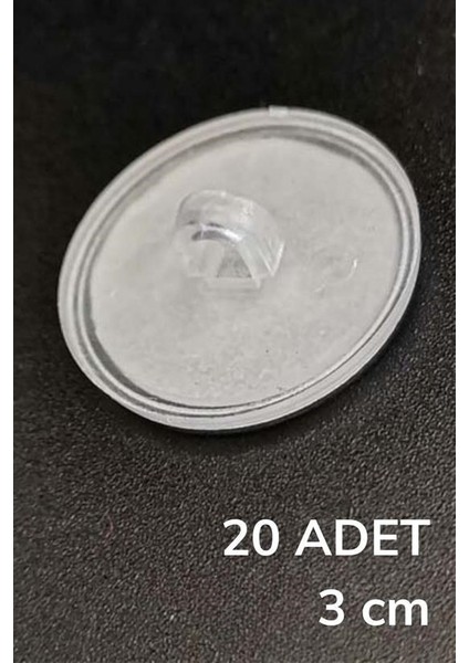 20 Adet Şeffaf Yuvarlak 3 cm Çaplı Güçlü Disk Yapışkanlar