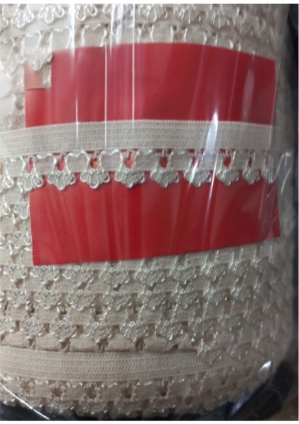Çamaşır Lastiği Dantelli 1 cm 1 Metre Krem