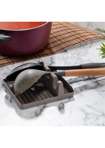 Tencere Kapak Tutuculu Kaşıklıklı Tencere Kapak Standı Pratik Kaşık Kepçe Altlık Düzenleyici