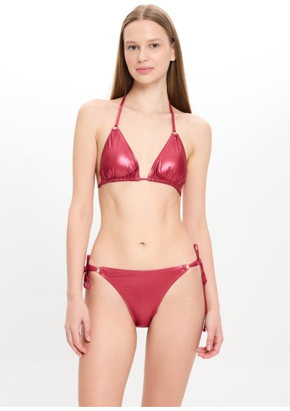 Kadın Deri Görünümlü Küçük Üçgen Bikini Takımı 25SW027ST