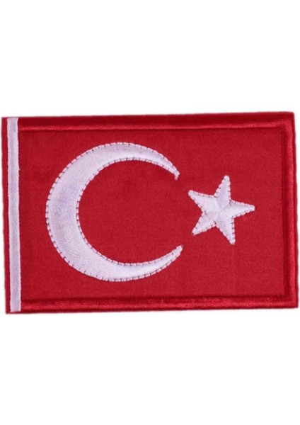 Aplike Ütü Ile Yapışan Türk Bayrağı Dikdörtgen Arma 6x4 cm