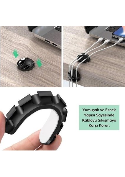 Çok Amaçlı Kablo Tutucu Akrilik Güçlü Yapışkanlı Organizer Düzenleyici 16 Parça Set Kolay Ku