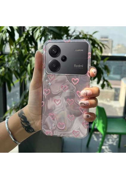 Xiaomi Redmi Note 13 Pro Plus 5g Uyumlu Zebana Pembe Kalp Desenli Silikon Kılıf fiyatları
