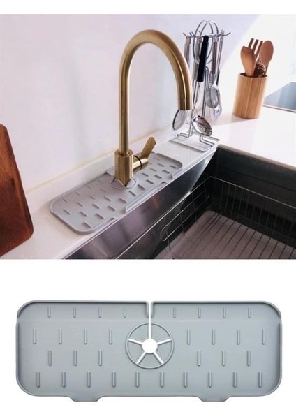 Lavabo Için Silikon Esnek Mat Musluk Sapı Damlama Tutucu Raf Mutfak Tezgahı Sıçrama Koruma