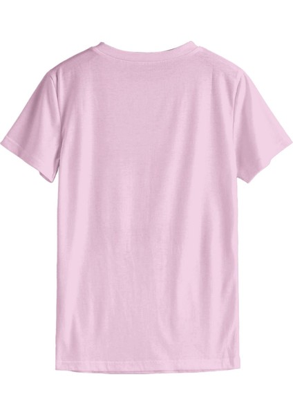 Kadın Pudra Renkli Kalp Baskılı Oversize Tişört - Minimal Tasarım