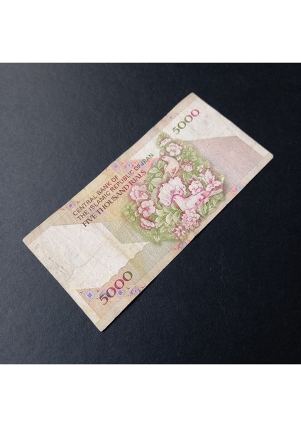 399636834C23FD6187 Iran 5000 Riyal Nadir Çiçekli Tip Temiz/çt Eski Kağıt Para