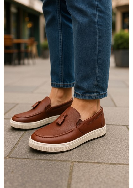 GR0318 Hakiki Deri Hafif Beyaz Poli Taban Yazlık Erkek Püsküllü Üst Kalite Loafer Ayakkabı modelleri