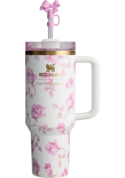 Quencher Pipetli Termos Bardak 1.18 Lt Loveshackfancy Beyaz