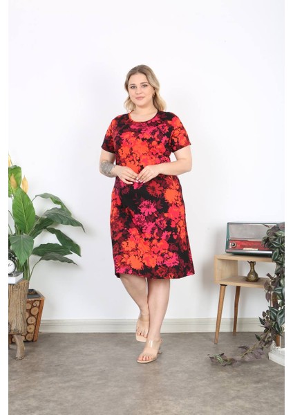 Moda Kadın Büyük Beden Viskon Iç Göstermez Çan Elbise
