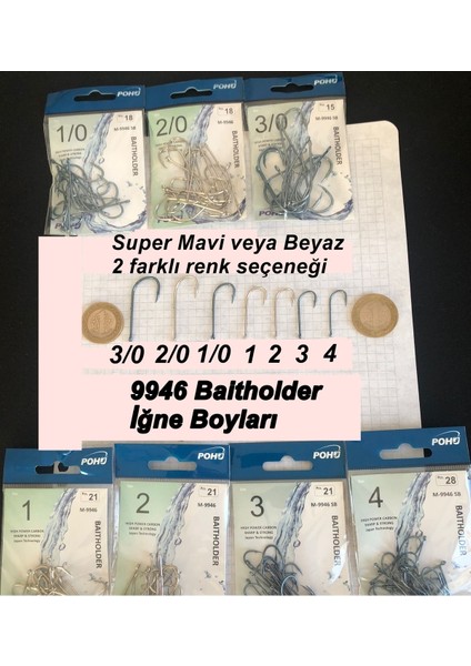 Uzun Pa.la Delikli Sap 3/0 Numara 15'li Paket Beyaz M-9946 Baitholder Olta Iğnesi fırsatları