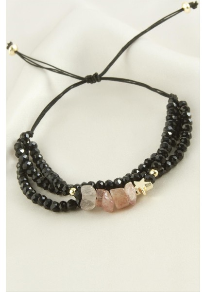 3'lü Kırık Doğaltaş Kristal Zincirli Bileklik