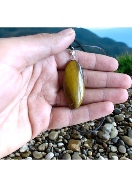 Kaplan Gözü Taşı Kolye Kaşık Kolye Gerçekhakiki Doğal Taş