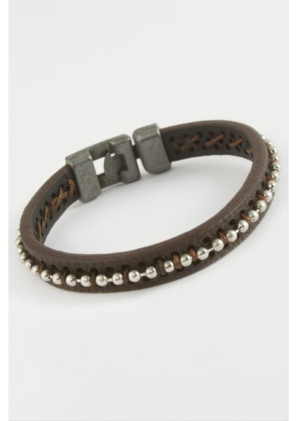 Top Metal Boncuklu Kaliteli Suni Deri Bileklikc