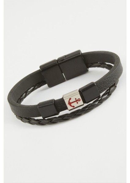 Çapa Kaliteli Mıknatıslı Suni Deri Bileklik