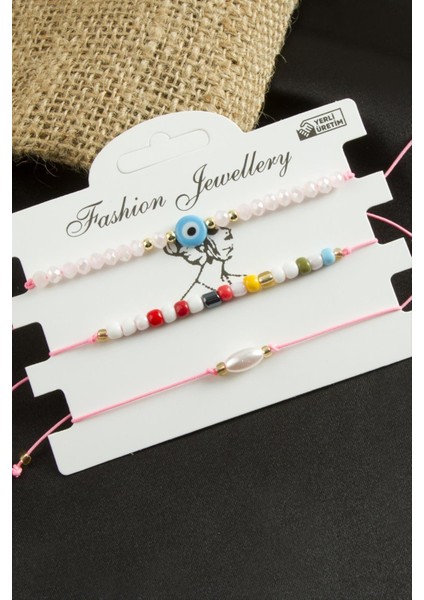 3 Adet Nazar Kristal Kum Boncuk Bileklik