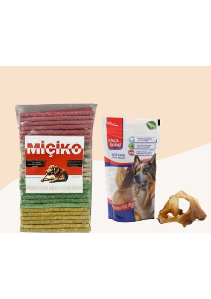 100LÜ Renkli Munchy Köpek Ödülü + Dana Kulak 100GR