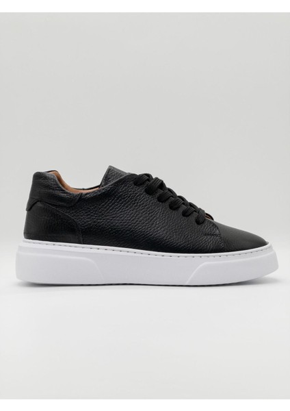 %100 Deri Günlük Erkek Sneaker Siyah-Beyaz