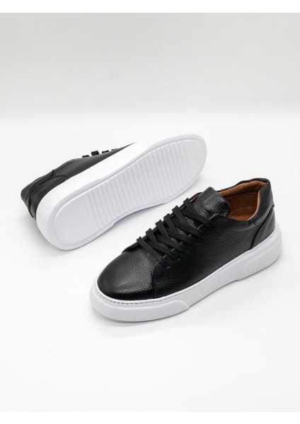 %100 Deri Günlük Erkek Sneaker Siyah-Beyaz fırsatları