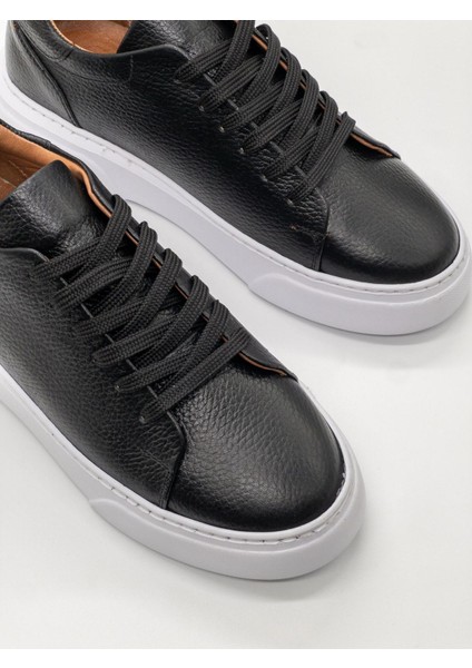 %100 Deri Günlük Erkek Sneaker Siyah-Beyaz indirimleri