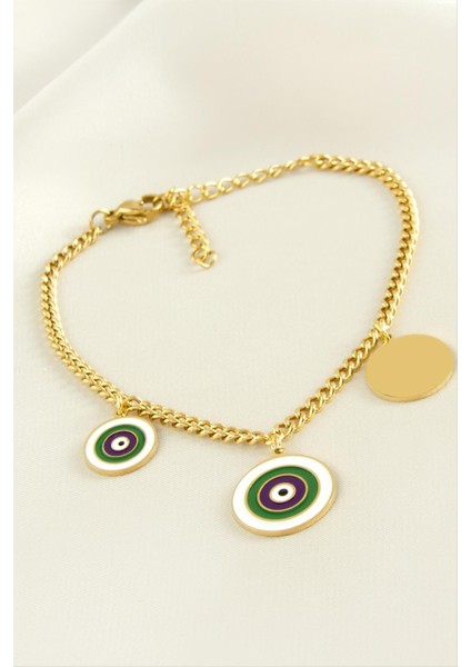 Nazar Taşlı Lüks Çelik Bileklik