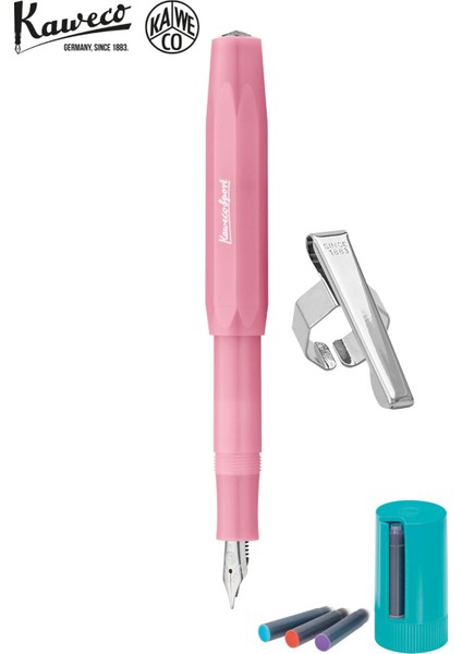 10001863 Frosted Sport Dolmakalem Pembe (M) + Kartuş Kutusu 8'li Karışık Renk + Klips Hediyeli
