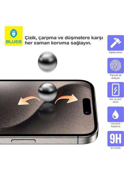 Anti-Peep Privacy iPhone 16 Uyumlu Göz Yormayan Uygulama Aparatlı Hayalet Cam Ekran Koruyucu