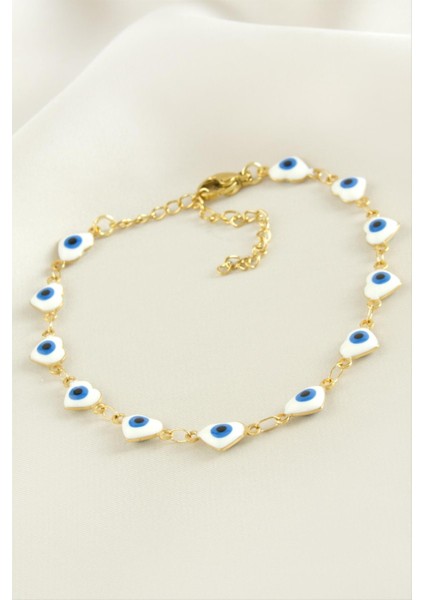 Kalp Mineli Lüks Çelik Bileklik