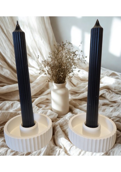 Pinterest Model Beyaz Şamdanlık ve Siyah Renkli Şamdan Mum 2' Li Set indirimleri