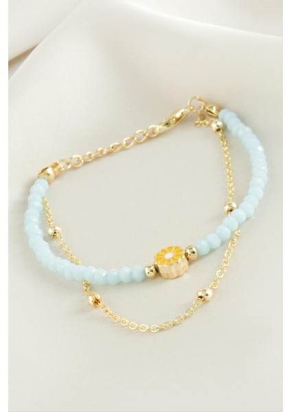 Papatya Zincir Kristal Bileklik